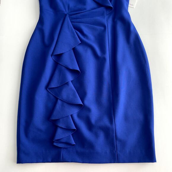 NWT Calvin Klein Sheath Ruffles Dress Size 6 Royal Blue - Picture 8 of 16